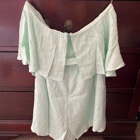 Strapless Mint Ruffle Romper - Picture 3 of 3